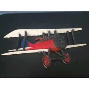 Vintage Sexton USA 1975 Cast Iron Air Plane Wall Hanging Decor Red & White 11x6